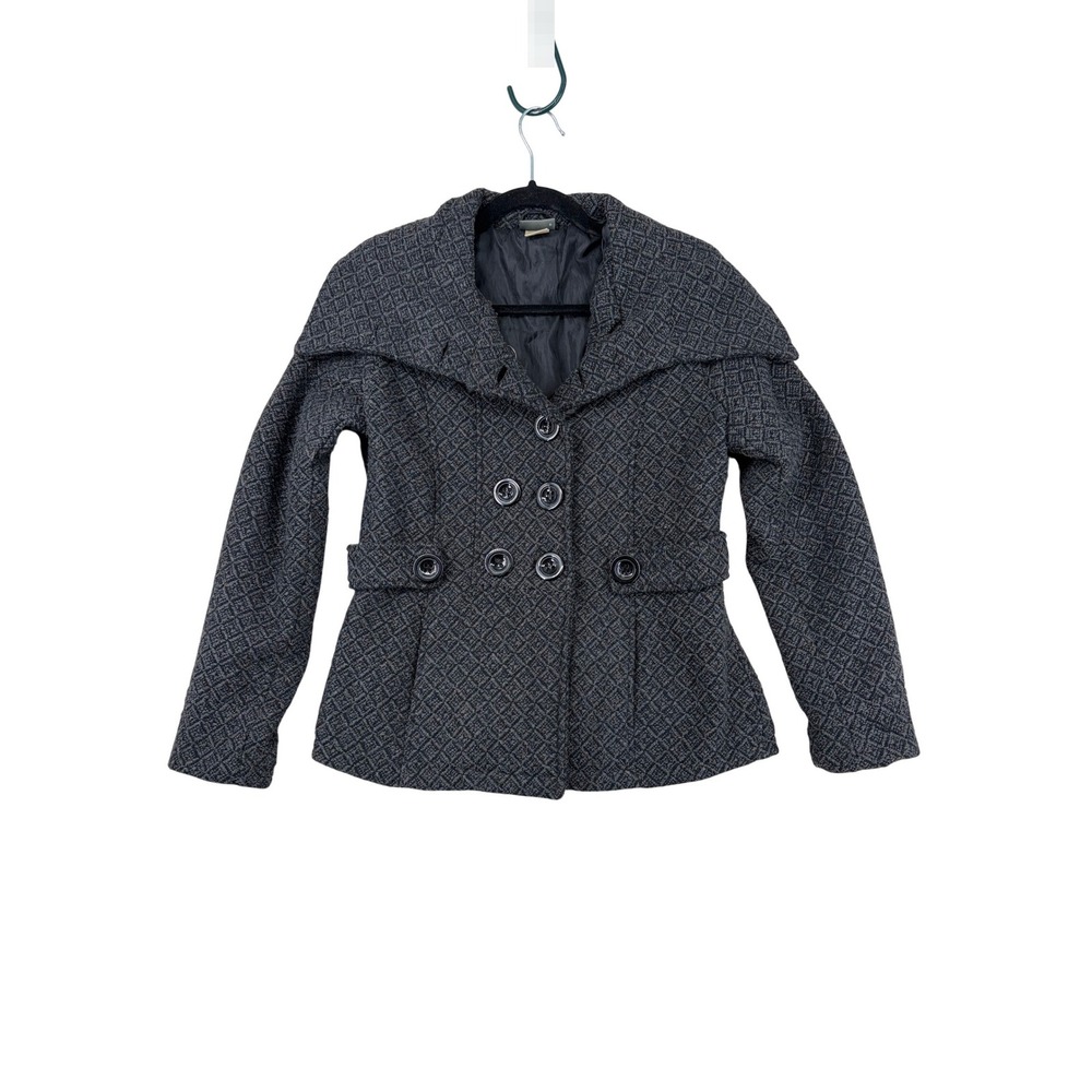 VTG y2k Dbl breasted cropped Pea Coat, Indie Sleeze whimisgoth, gilmore